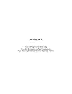 APPENDIX A  Proposed Regulation Order to Adopt Amended Certification and Test Procedures for Vapor Recovery Systems at Gasoline Dispensing Facilities