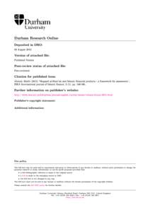 Durham Research Online Deposited in DRO: 08 August 2012 Version of attached le: Published Version