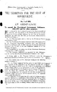 [Extract from Commonwealth of Australia Gazette, No. 5, dated 19th January, [removed]THE TERRITORY FOR THE SEAT OF GOVERNMENT. No. 1 of 1928.