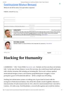 Hacking for Humanity by Carlo Ratti and Matthew Claudel - Project Syndicate Sostituzione Mutuo Bersani Abbassa le rate del tuo mutuo. Fai un preventivo e risparmia !