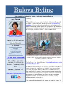 The Monthly Newsletter from Chairman Sharon Bulova  April 2014 Greetings, What a difference a year makes. In March of last year, I reported