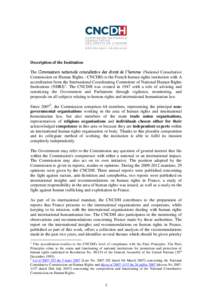 Contribution de la Commission nationale consultative des droits de l’homme (CNCDH) au 2nd cycle de l’Examen périodique universel (EPU) de la France