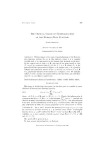 489  Documenta Math. The Critical Values of Generalizations of the Hurwitz Zeta Function