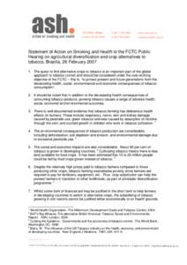 Statement of Action on Smoking and Health to the FCTC Public Hearing on agricultural diversification.