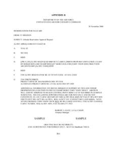 APPENDIX D DEPARTMENT OF THE AIR FORCE UNITED STATES AIR FORCE RESERVE COMMAND 28 November 2000 MEMORANDUM FOR FAA/CARF FROM: 53 WRS/DON
