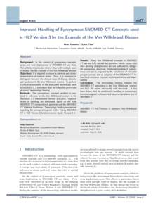 en77  Original Article Improved Handling of Synonymous SNOMED CT Concepts used in HL7 Version 3 by the Example of the Von Willebrand Disease