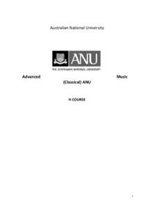 Australian National University  Advanced Music (Classical) ANU