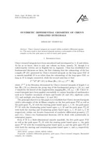 Math. Appl), 125–141 DOI: maSYNTHETIC DIFFERENTIAL GEOMETRY OF CHEN’S ITERATED INTEGRALS HIROKAZU NISHIMURA