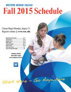 WESTERN NEVADA COLLEGE  Fall 2015 Schedule Classes Begin Monday, August 31 Register online @ www.wnc.edu .