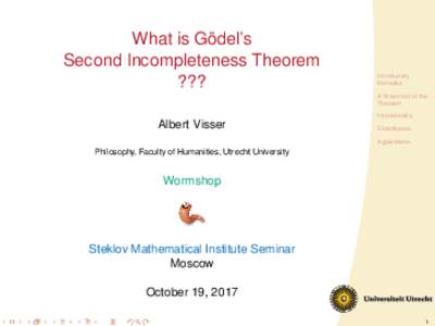 What is Gödel’s Second Incompleteness Theorem ??? Introductory Remarks