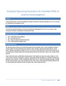 STANDARD OPERATING PROCEDURE FOR PULSENET PFGE