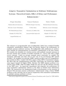 Adaptive Transmitter Optimization in Multiuser Multiantenna Systems: Theoretical Limits, Effect of Delays and Performance Enhancements ∗