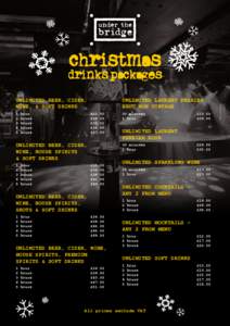 christmas  drinks packages UNLIMITED BEER, CIDER, WINE, & SOFT DRINKS 1