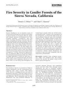 Ecosystems: 1177–1189 DOI: s10021z Fire Severity in Conifer Forests of the Sierra Nevada, California Dennis C. Odion1,2* and Chad T. Hanson3