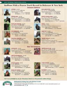 2015 WINBak farm stallions  Stallions With a Proven Track Record in Delaware & New York DREAM AWAY - $2,500