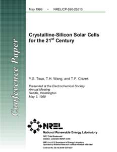 CRYSTALLINE-SILICON SOLAR CELLS FOR THE 21ST CENTURY
