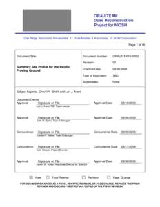 ORAU TEAM Dose Reconstruction Project for NIOSH Oak Ridge Associated Universities I Dade Moeller & Associates I MJW Corporation Page 1 of 18