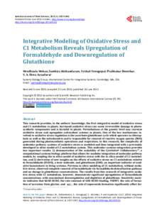 Integrative Modeling of Oxidative Stress and C1 Metabolism Reveals Upregulation of Formaldehyde and Downregulation of Glutathione