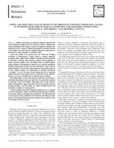 Journal of Sedimentary Research, 2005, v. 75, 907–920 DOI: jsrPYRITE AND MARCASITE COATED GRAINS IN THE ORDOVICIAN WINNIPEG FORMATION, CANADA: AN INTERTWINED RECORD OF SURFACE CONDITIONS, STRATIGRAPHI