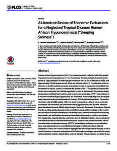 A Literature Review of Economic Evaluations for a Neglected Tropical Disease: Human African Trypanosomiasis (“Sleeping Sickness”)
