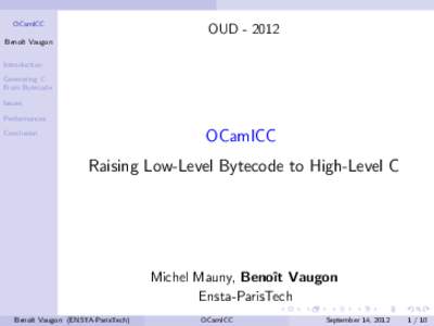 OCamlCC  OUDBenoˆıt Vaugon Introduction