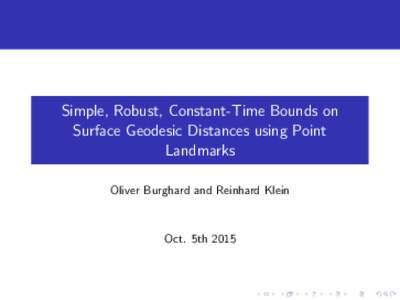Simple, Robust, Constant-Time Bounds on Surface Geodesic Distances using Point Landmarks