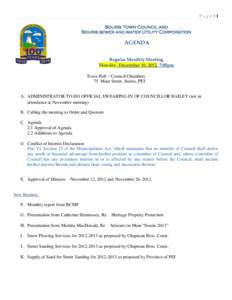 Page |1 Souris Town Council and Souris sewer and water Utility Corporation AGENDA Regular Monthly Meeting