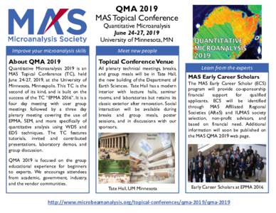 QMA 2019 MAS Topical Conference Quantitative Microanalysis June 24-27, 2019 University of Minnesota, MN