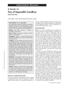 Independent Reading A Guide to Year of Impossible Goodbyes Sook Nyul Choi
