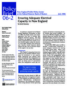 Ensuring Adequate Electrical Capacity in New England