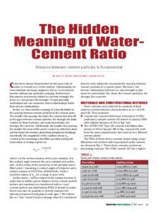 The Hidden Meaning of WaterCement Ratio Distance between cement particles is fundamental By Dale P. Bentz and Pierre-Claude Aïtcin  C