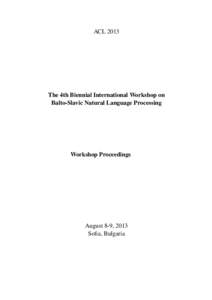 Proceedings of the 4th Biennial International Workshop on Balto-Slavic Natural Language Processing