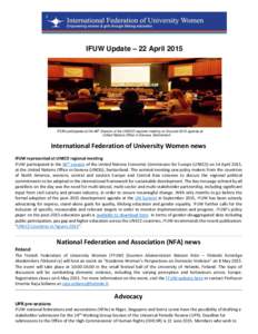 IFUW Update – 22 AprilIFUW participates at the 66th Session of the UNECE regional meeting on the post-2015 agenda at United Nations Office in Geneva, Switzerland  International Federation of University Women new