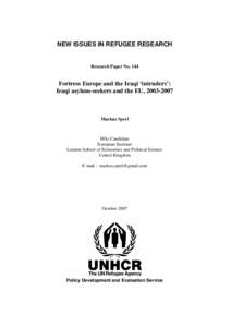 NEW ISSUES IN REFUGEE RESEARCH