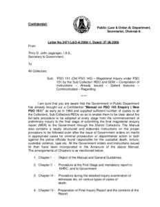 Confidential: Public (Law & Order-A) Department, Secretariat, Chennai-9. Letter No.3471/L&O-A[removed], Dated: [removed]From