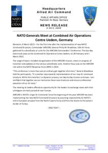 Headquarters Allied Air Command PUBLIC AFFAIRS OFFICE Ramstein Air Base, Germany  NEWS RELEASE