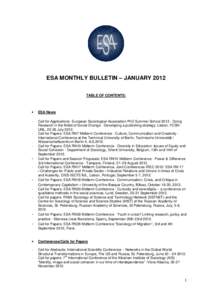 ESA monthly bulletin - January 2012