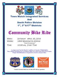 Town Watch Integrated Services And South Police Division 1st, 3rd &17th Districts  Community Bike Ride