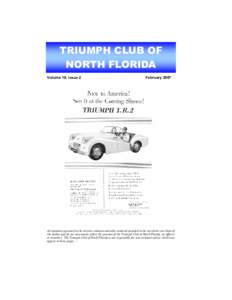TRIUMPH CLUB OF NORTH FLORIDA Volume 19, Issue 2 February 2007