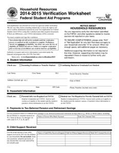 Household ResourcesVerification Worksheet U.S. Department of Education