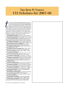 Tau Beta Pi Names  135 Scholars fort