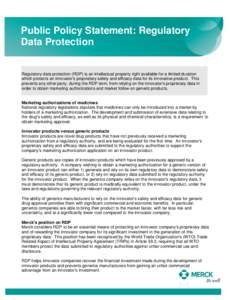 Microsoft Word - Public Policy Statement - Regulatory Data Protection _2011_.doc