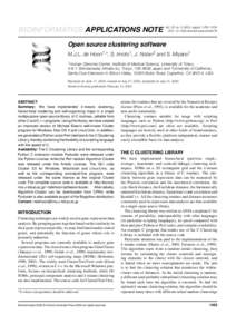 BIOINFORMATICS APPLICATIONS NOTE  Vol. 20 no, pages 1453–1454 DOI: bioinformatics/bth078  Open source clustering software