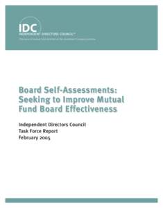 Board Self-Assessments: Seeking to Improve Mutual Fund Board Effectiveness