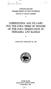 Constitution and Bylaws for the Iowa Tribe of Indians of the Iowa Reservation in Nebraska and Kansas