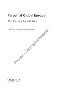 Parochial Global Europe 21st Century Trade Politics Alasdair R. Young and John Peterson 1