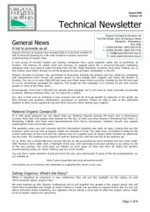 August 2009 Number 65 Technical Newsletter General News A bid to promote us all
