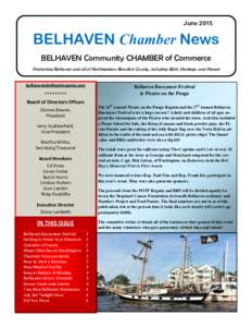 JuneBELHAVEN Chamber News BELHAVEN Community CHAMBER of Commerce Promoting Belhaven and all of Northeastern Beaufort County, including Bath, Pantego, and Ponzer 