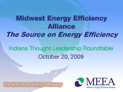 Midwest Energy Efficiency Alliance The Source on Energy Efficiency Indiana Thought Leadership Roundtable October 20, 2009