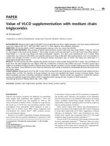 International Journal of Obesity, 1393–1400 ß 2001 Nature Publishing Group All rights reserved 0307– $15.00 www.nature.com/ijo PAPER Value of VLCD supplementation with medium chain
